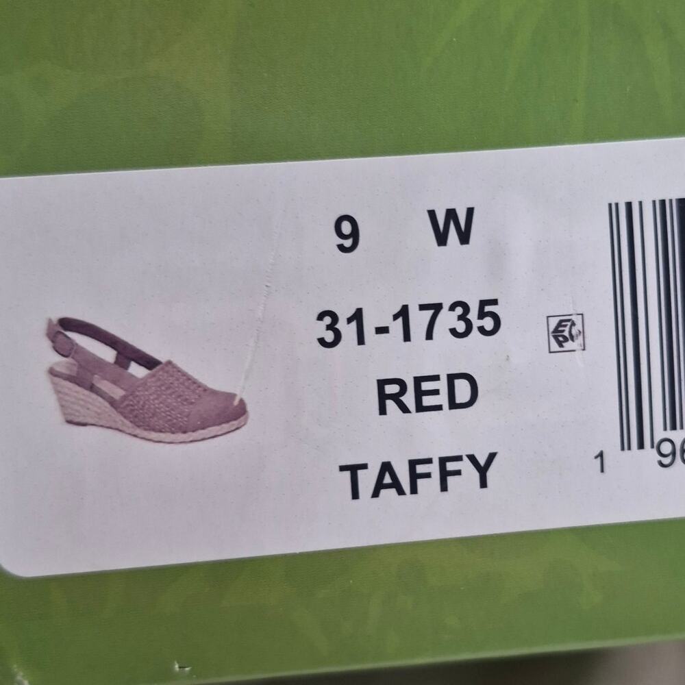 NEW Easy Street Taffy Red Woven Faux Leather Espadrille Wedge Sandal size 9W - Picture 8 of 8